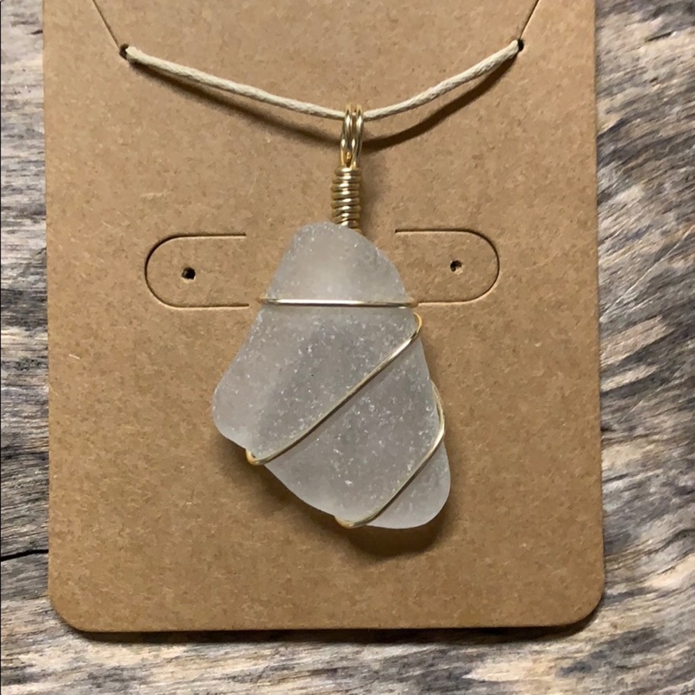 Genuine White Sea glass pendant